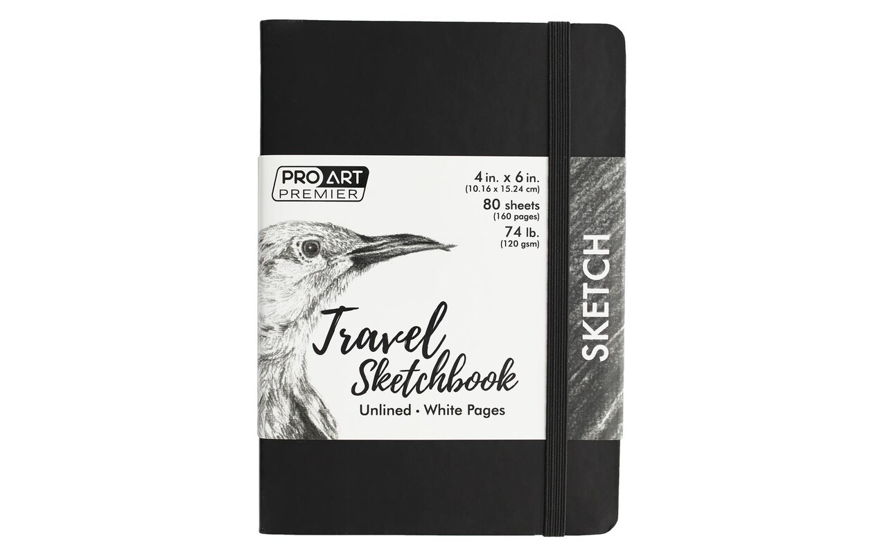 Pro Art Premier Sketch Book Travel 6"x 4" White 74lb Black 80 Sheets, Sketch Book, Sketchbook, Drawing Pad, Sketch Pad, Drawing Paper, Art Book, Drawing Book, Art Paper, Sketchbook for Drawing